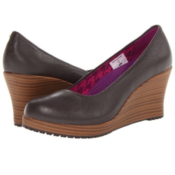 CROCS A-Leigh Women's Genuine Leather Wedge Pumps size 8.5 - Picture 1 of 11